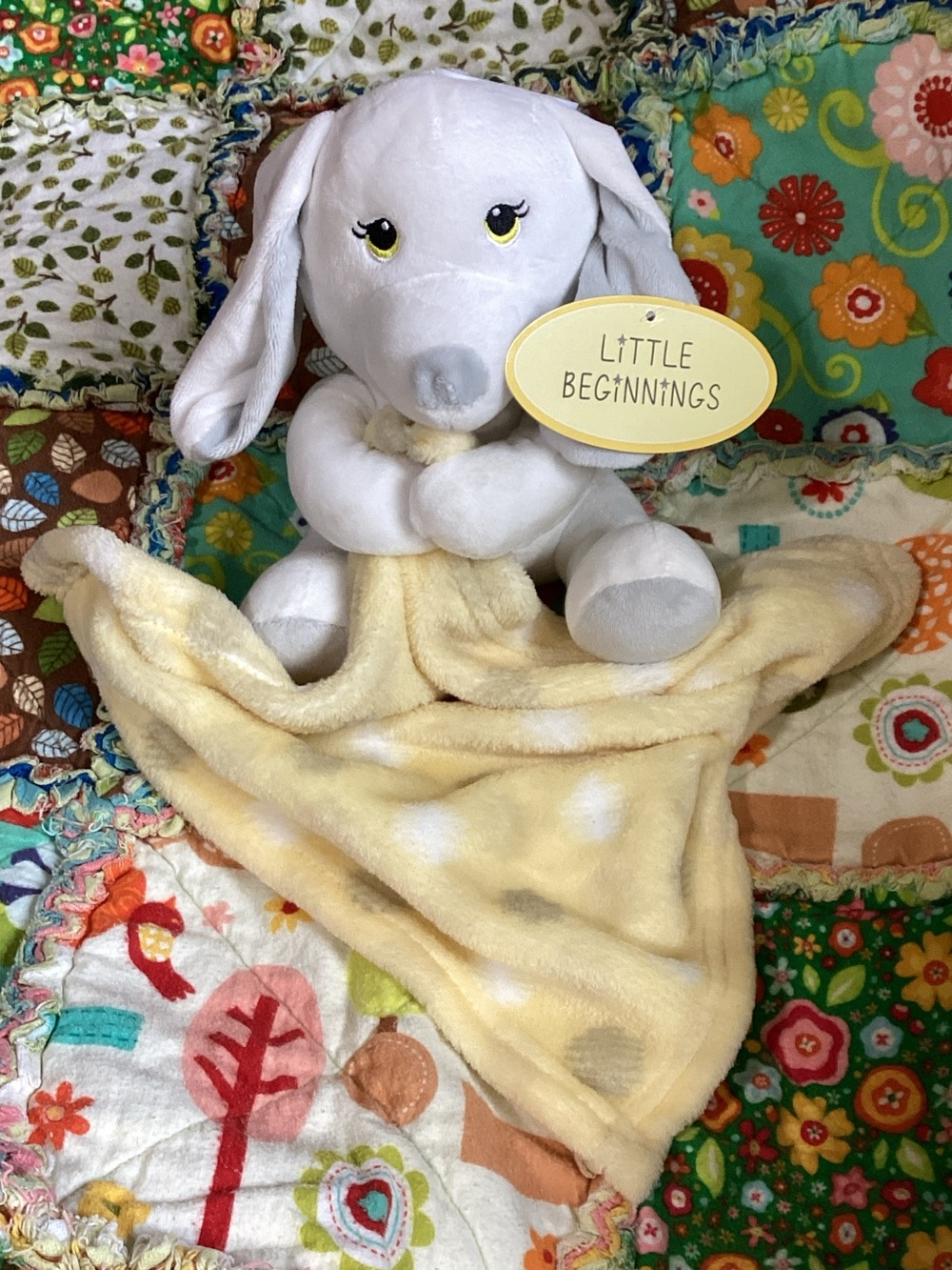 Little Beginnings White Puppy Lovey with Yellow Blanket Lovie New with Tags